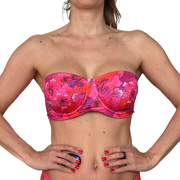 Balconette Bikini With Underwire Underwire Slip Flakes Solid Color Size S  Brief flakes, medium coverage Color Red